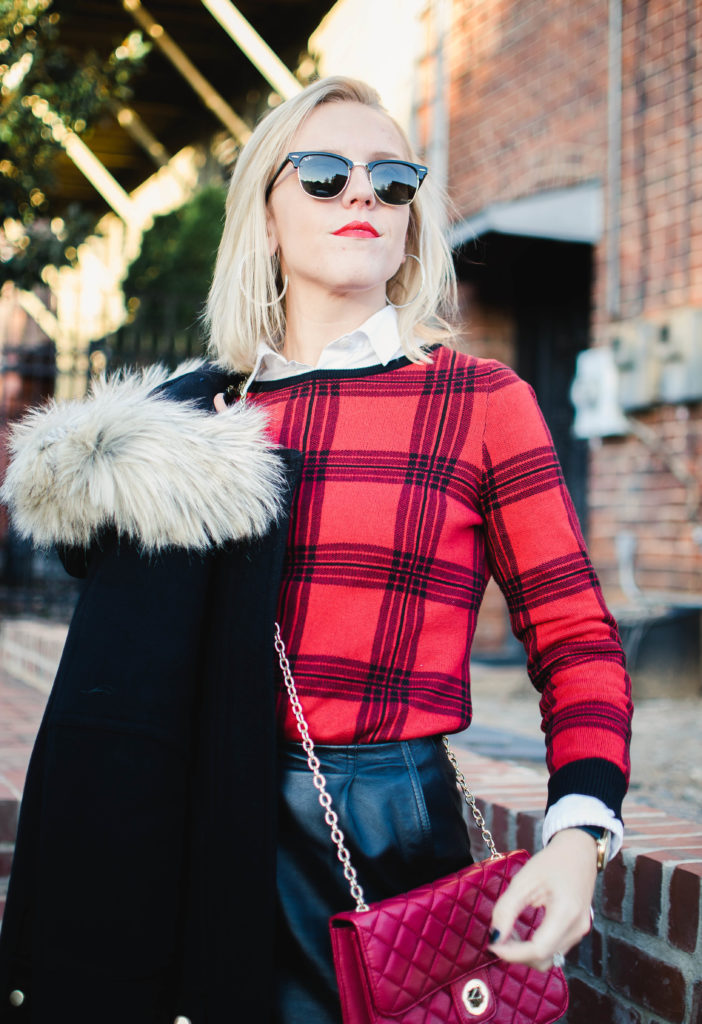 Red Plaid Sweater - Reese's Hardwear - Winter Outfit Inspo